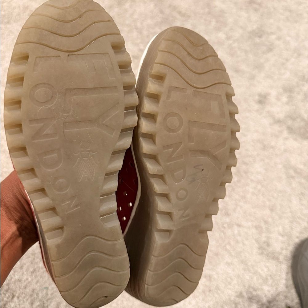 Fly London Women's Red Perforated Flats - Picture 6 of 8